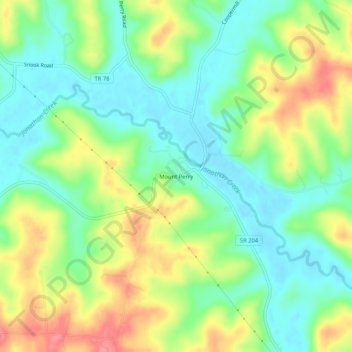 Mappa topografica Mount Perry, altitudine, rilievo