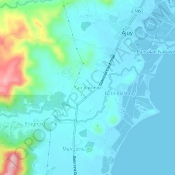 Mappa topografica San Antonio, altitudine, rilievo