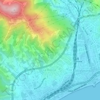 Mappa topografica Fontanassa, altitudine, rilievo