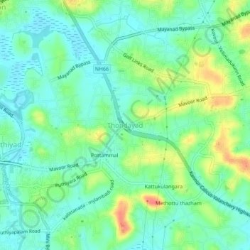 Mappa topografica Thondayad, altitudine, rilievo