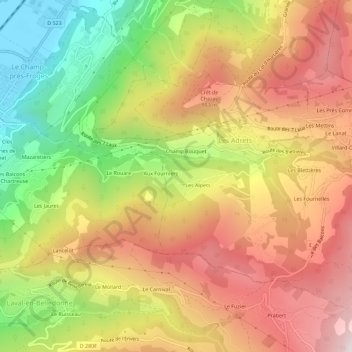 Mappa topografica La Planta, altitudine, rilievo