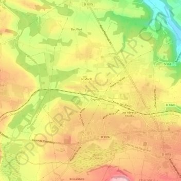 Mappa topografica Fitilieu, altitudine, rilievo