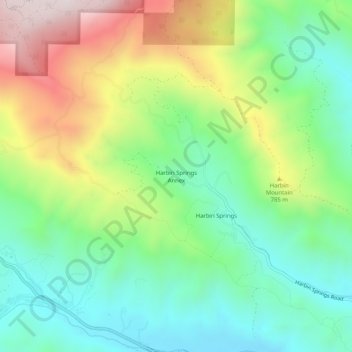 Mappa topografica Harbin Springs Annex, altitudine, rilievo