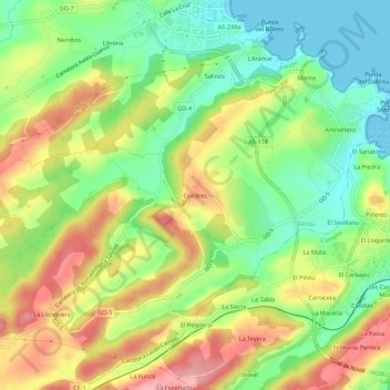 Mappa topografica Condres, altitudine, rilievo