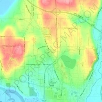 Mappa topografica Northwest Snohomish, altitudine, rilievo