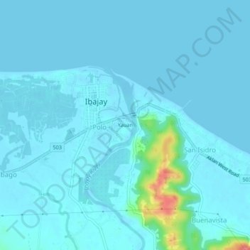 Mappa topografica Yauan, altitudine, rilievo