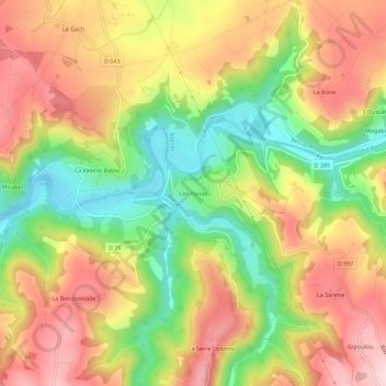 Mappa topografica Les Parras, altitudine, rilievo