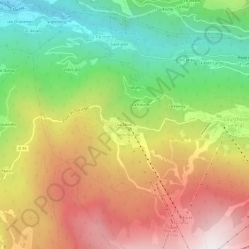 Mappa topografica La Tania, altitudine, rilievo