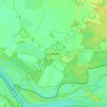 Mappa topografica Quitzöbel, altitudine, rilievo