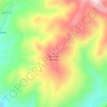Mappa topografica Cerro de Hornos, altitudine, rilievo