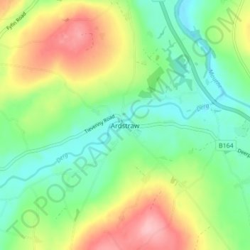 Mappa topografica Ardstraw, altitudine, rilievo