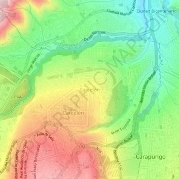 Mappa topografica Carcelén, altitudine, rilievo