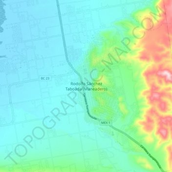 Mappa topografica Rodolfo Sánchez Taboada (Maneadero), altitudine, rilievo