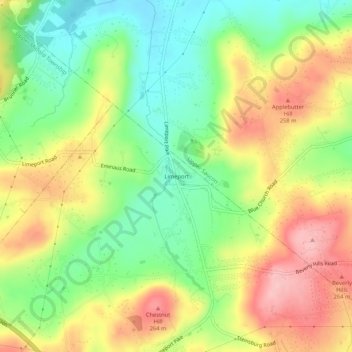 Mappa topografica Limeport, altitudine, rilievo