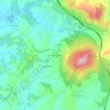 Mappa topografica Casal de Barbas, altitudine, rilievo