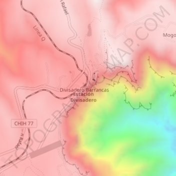 Mappa topografica Copper Canyon, altitudine, rilievo