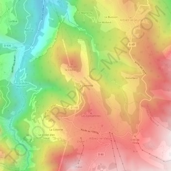 Mappa topografica La Cochette, altitudine, rilievo