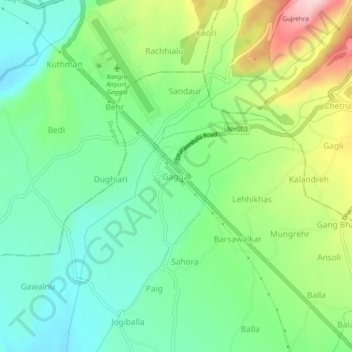 Mappa topografica Gaggal, altitudine, rilievo