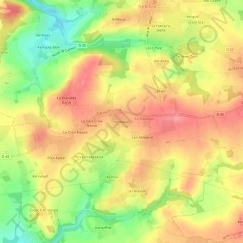 Mappa topografica Kerdavid, altitudine, rilievo