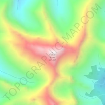 Mappa topografica Fisher Peak, altitudine, rilievo