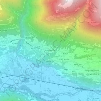 Mappa topografica Contrada Valle, altitudine, rilievo