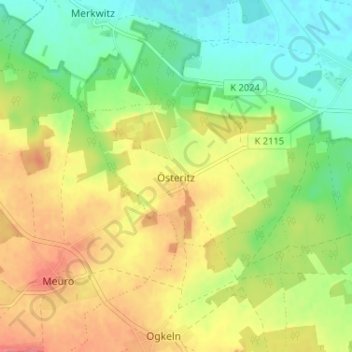 Mappa topografica Österitz, altitudine, rilievo