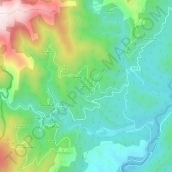 Mappa topografica Sabuscles, altitudine, rilievo