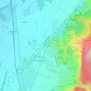 Mappa topografica Le Plat, altitudine, rilievo