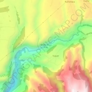 Mappa topografica Gruta de La Paz, altitudine, rilievo