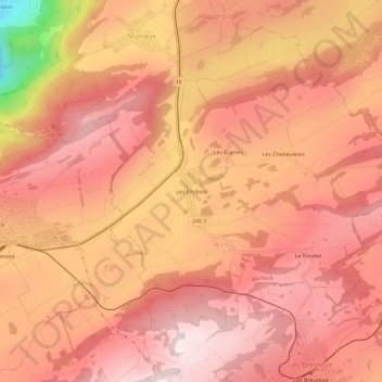 Mappa topografica Les Emibois, altitudine, rilievo