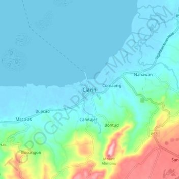 Mappa topografica Clarin, altitudine, rilievo