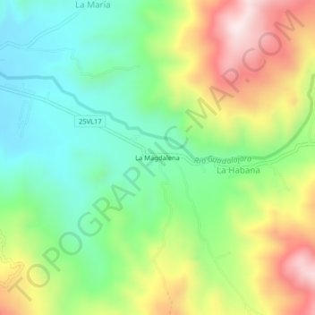 Mappa topografica La Magdalena, altitudine, rilievo