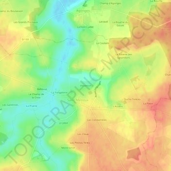 Mappa topografica Vinsenon, altitudine, rilievo