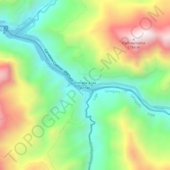 Mappa topografica Entrada a las Juntas, altitudine, rilievo
