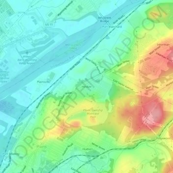 Mappa topografica Hilldale, altitudine, rilievo