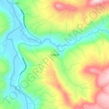 Mappa topografica Arnópolis, altitudine, rilievo