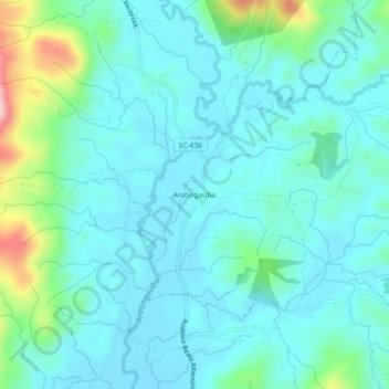 Mappa topografica Aratingaúba, altitudine, rilievo