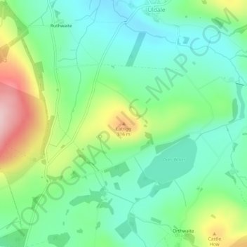 Mappa topografica Latrigg, altitudine, rilievo