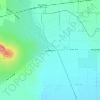 Mappa topografica Hassayampa, altitudine, rilievo
