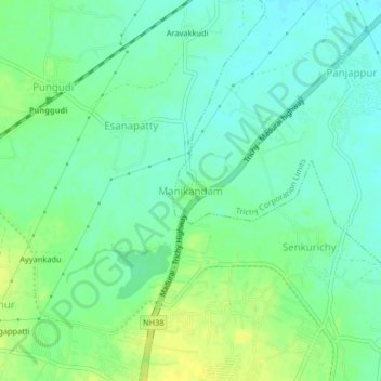 Mappa topografica Manikandam, altitudine, rilievo