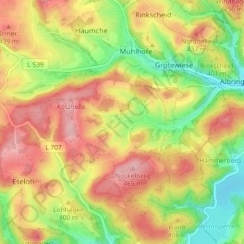 Mappa topografica Oberworbscheid, altitudine, rilievo