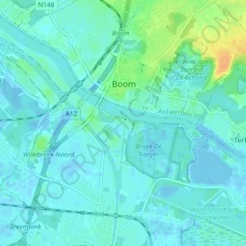 Mappa topografica Klein-Willebroek, altitudine, rilievo