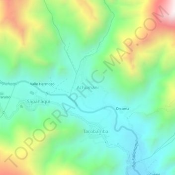 Mappa topografica Achumani, altitudine, rilievo