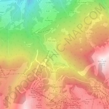 Mappa topografica La Roche, altitudine, rilievo