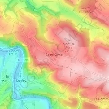Mappa topografica Saint-Omer, altitudine, rilievo