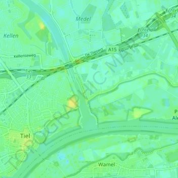 Mappa topografica Den Akker, altitudine, rilievo