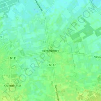 Mappa topografica Achterbroek, altitudine, rilievo
