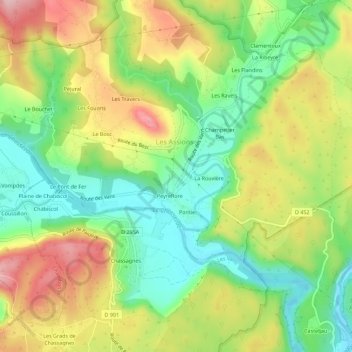 Mappa topografica Les Massots, altitudine, rilievo