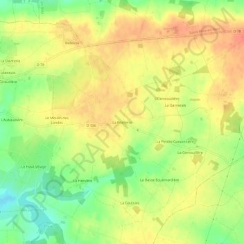 Mappa topografica La Poëllerie, altitudine, rilievo
