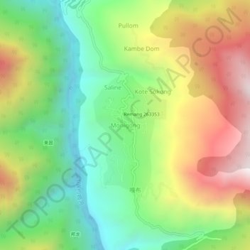 Mappa topografica Monigong, altitudine, rilievo